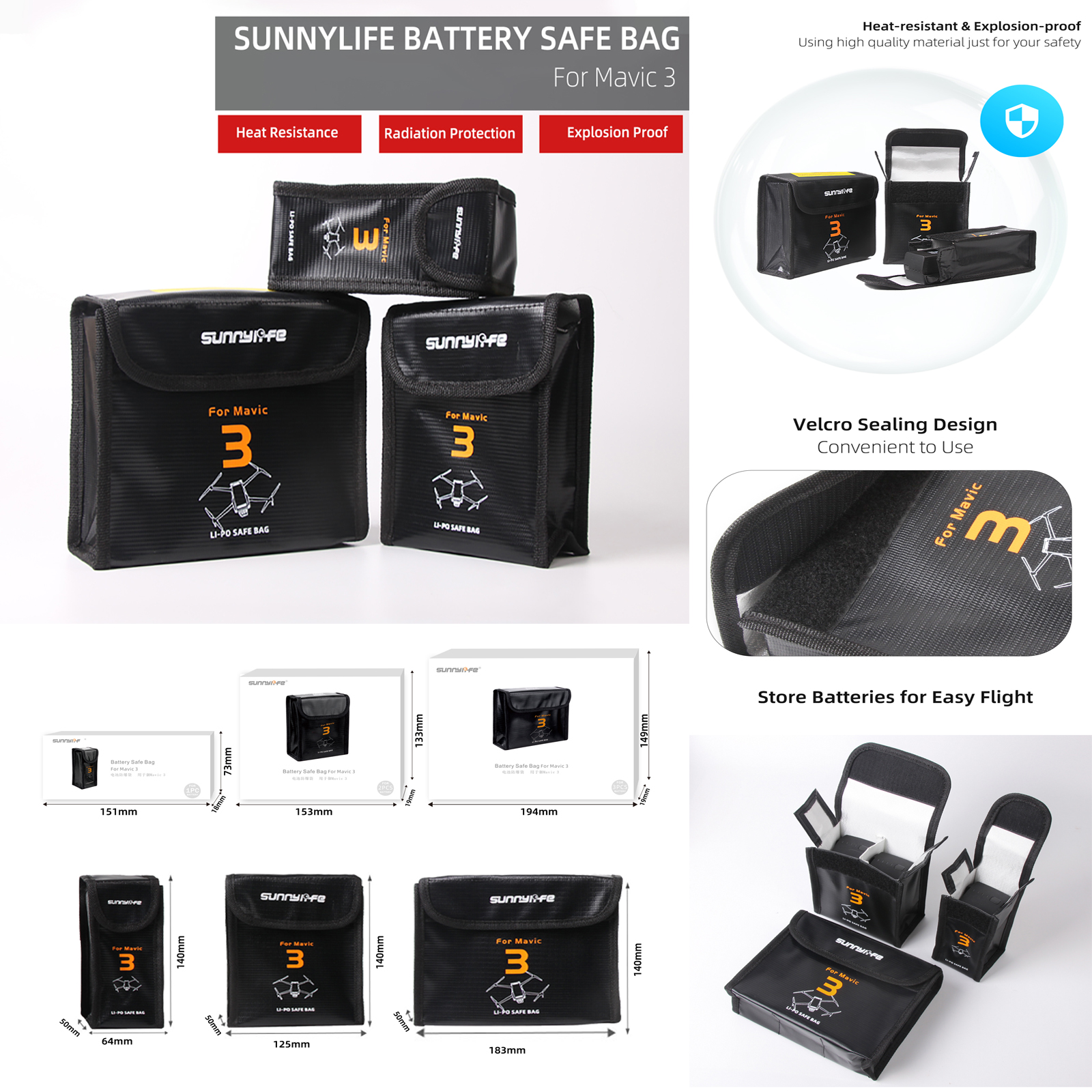 Drone Dji Rc Mavic 3 Pro - Sunnylife Lipo Battery Safe Bag Fireproof