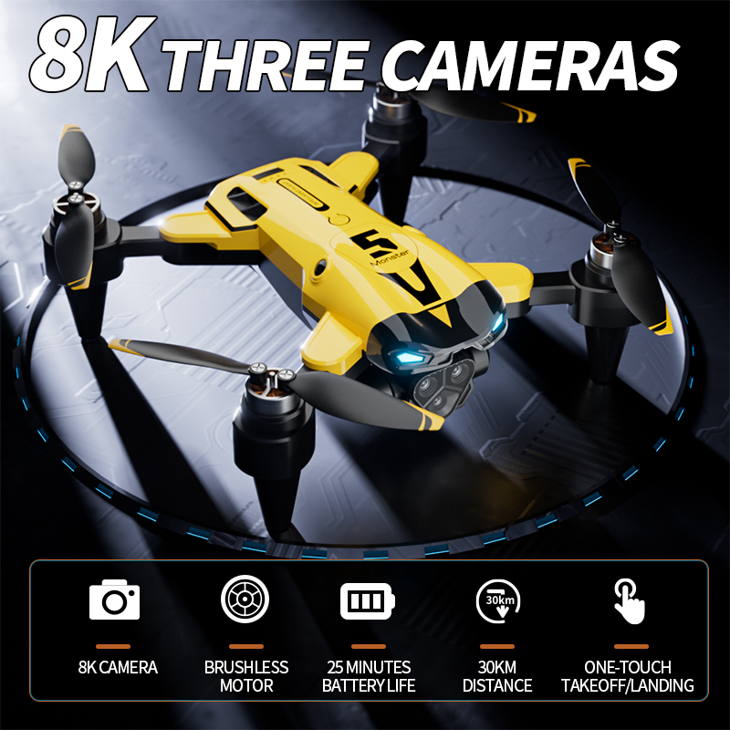 Drone Rc Flight Controller - Brushless RC Drone 8K Triple Camera